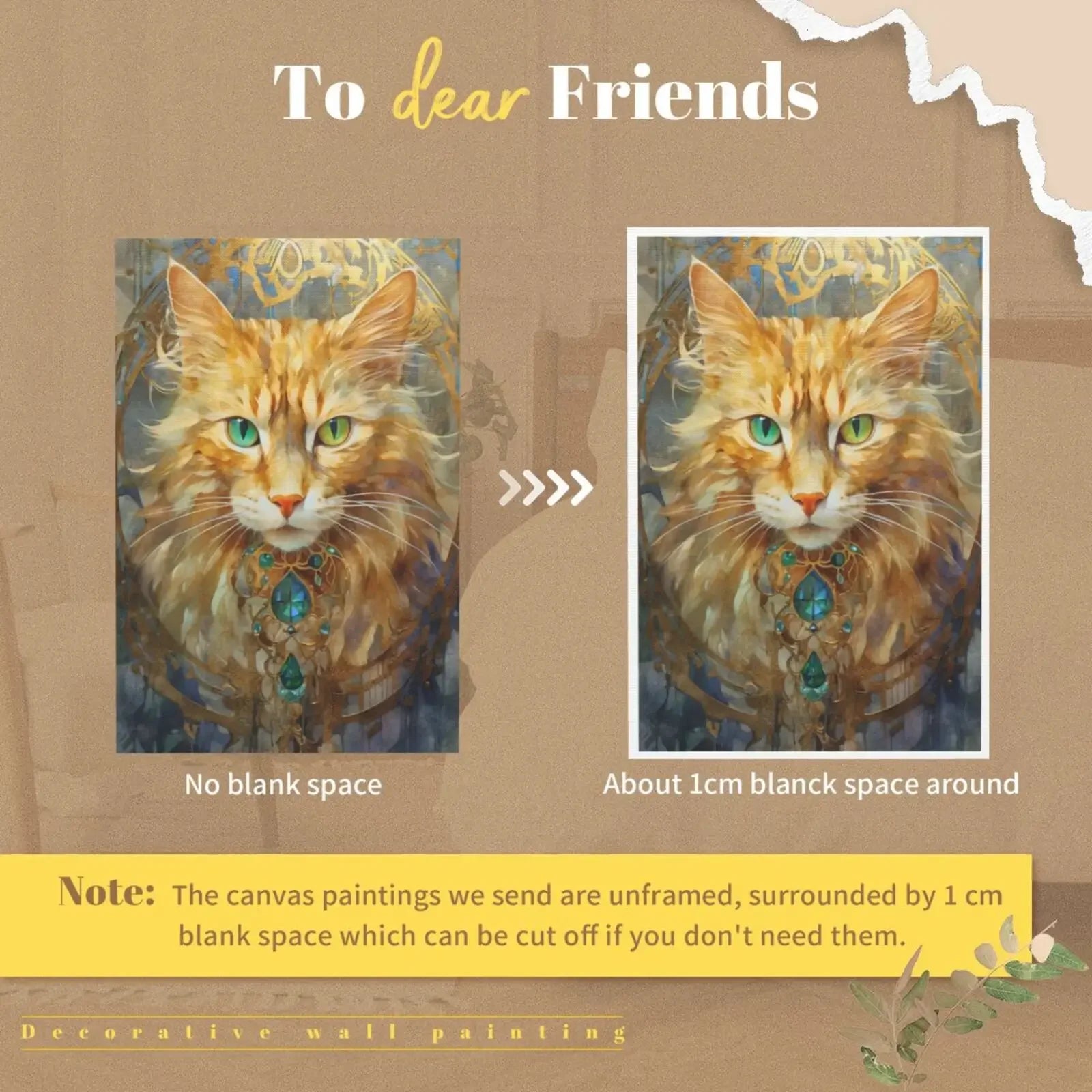 Bedroom Living Room Home Decor Unframed Canvas Cats and Crystals Wall Art Poster Print Special Gift