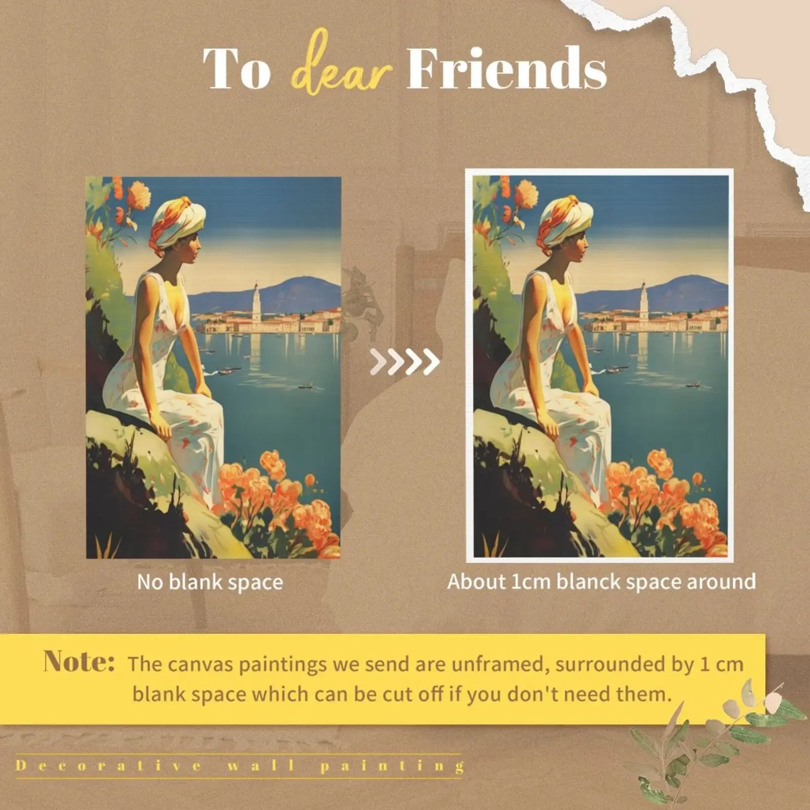 Unframed Canvas Vintage Italy Artwork Print Poster Wall Art for Home Living Room Bedroom Decor & Lovely Gift