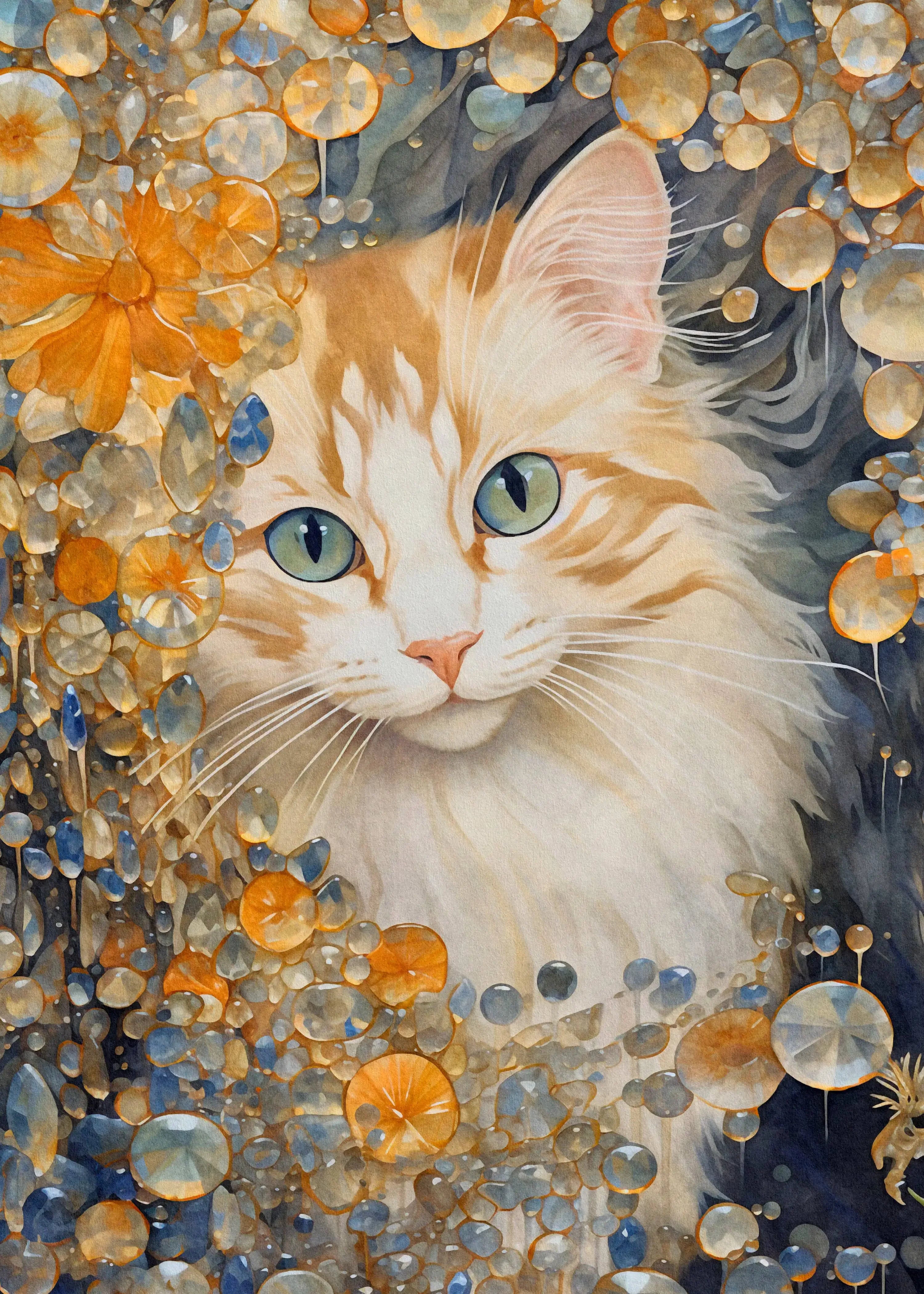 Bedroom Living Room Home Decor Unframed Canvas Cats and Crystals Wall Art Poster Print Special Gift