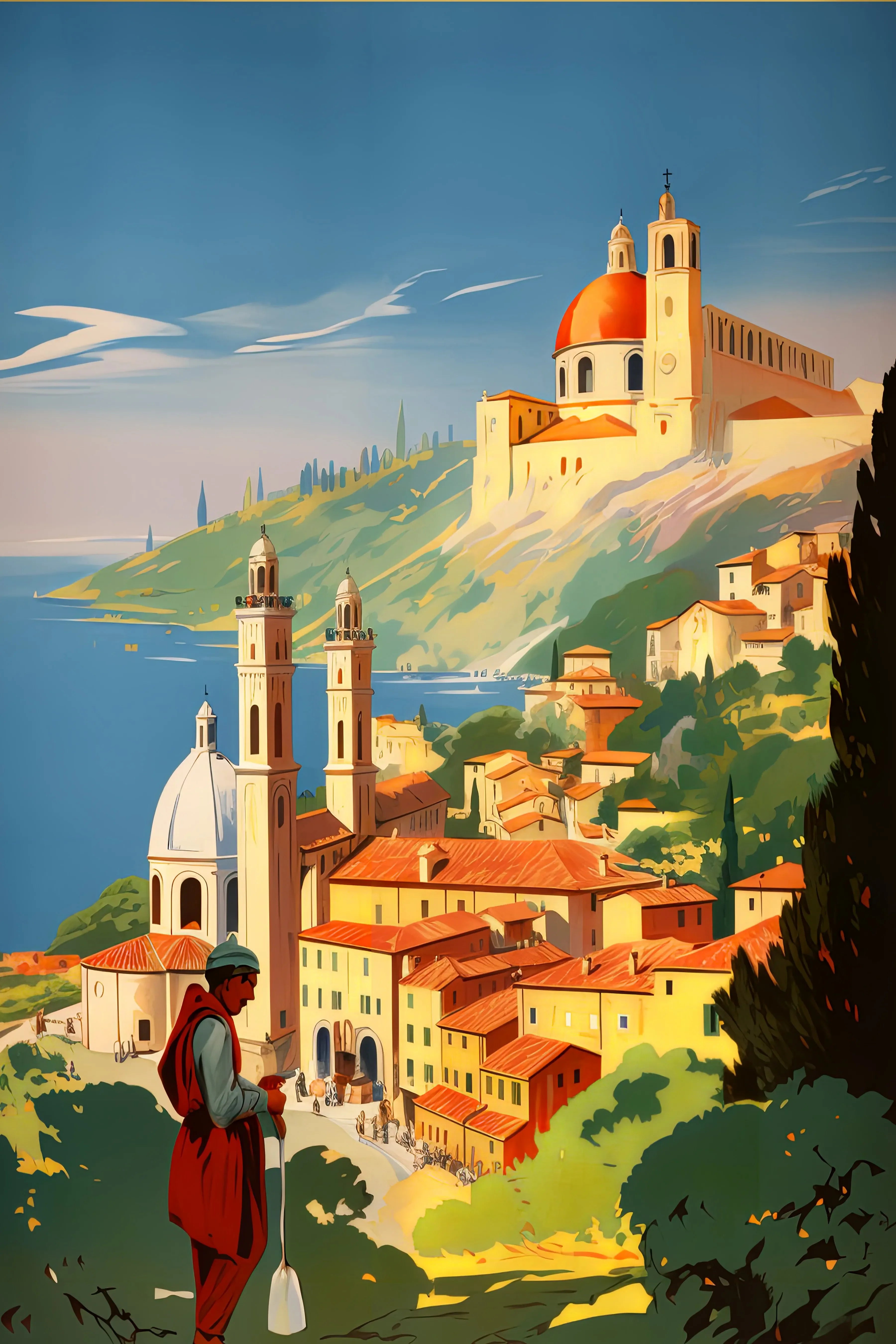 Unframed Canvas Vintage Italy Artwork Print Poster Wall Art for Home Living Room Bedroom Decor & Lovely Gift