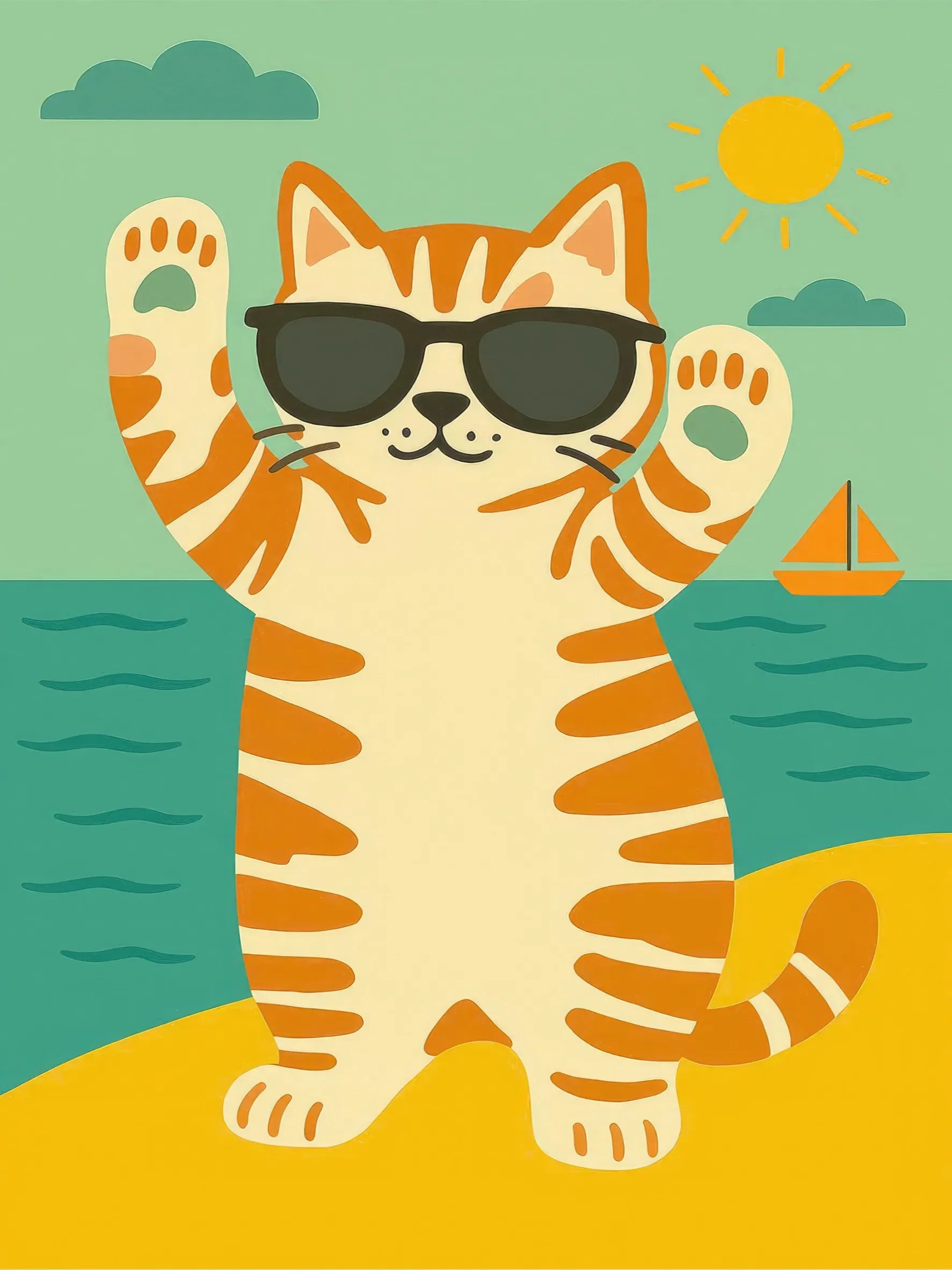 Summer Beach Art Unframed Canvas Print Poster Wall Picture for Home Bedroom Living Room Decor & Nice Gift