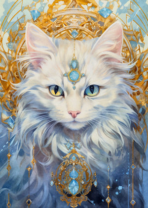 Bedroom Living Room Home Decor Unframed Canvas Cats and Crystals Wall Art Poster Print Special Gift