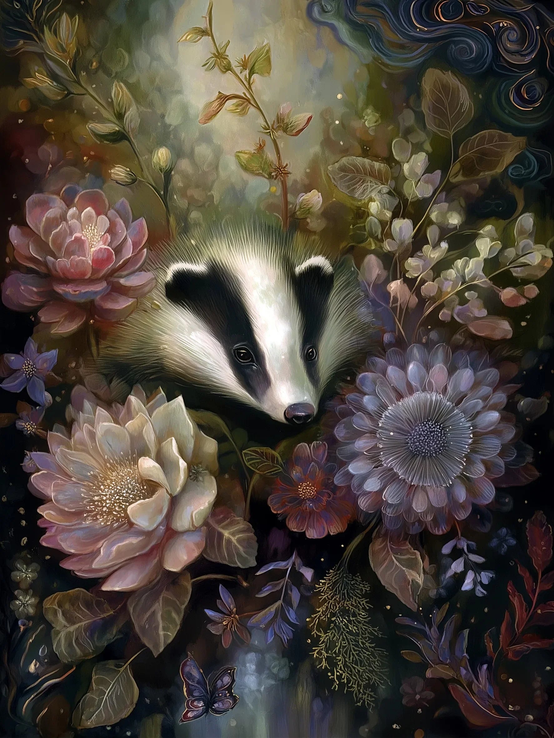 Flowers & Animals Print Unframed Canvas Art Poster Modern Wall Decor for Bedroom Living Room & Wonderful Gift Choice