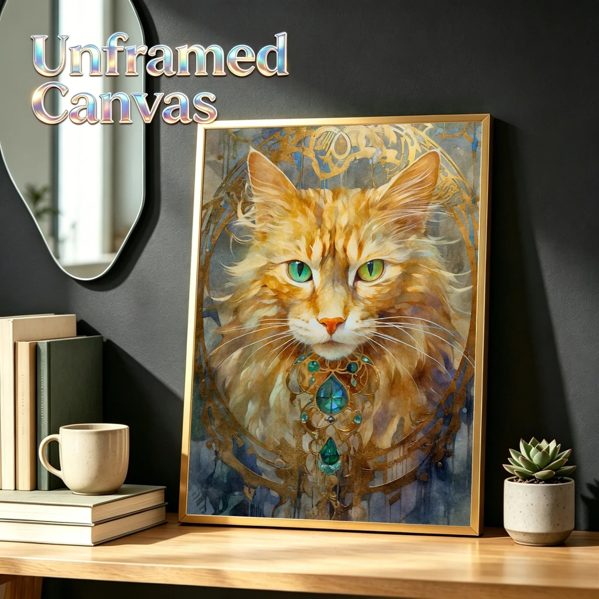 Bedroom Living Room Home Decor Unframed Canvas Cats and Crystals Wall Art Poster Print Special Gift