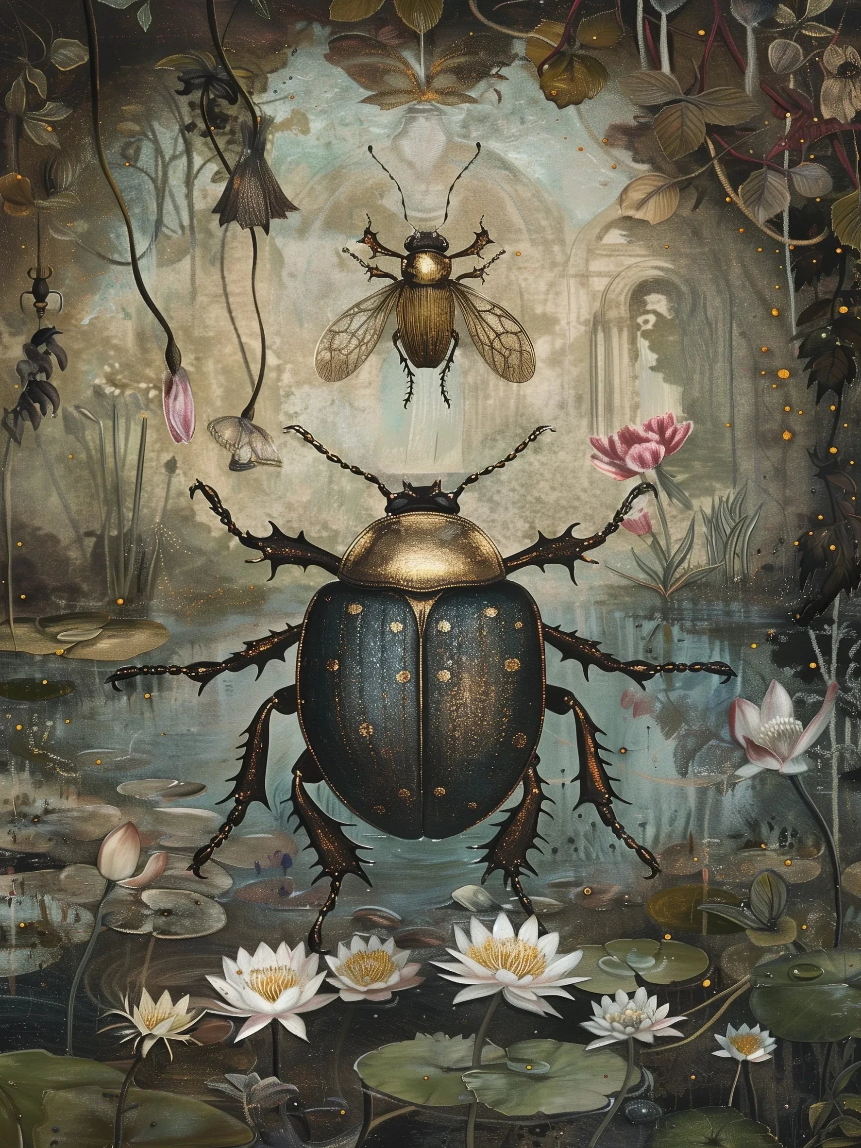 Gothic Beetle Wall Art Unframed Canvas Print Poster Fashion Home Decor for Bedroom Living Room & Special Present