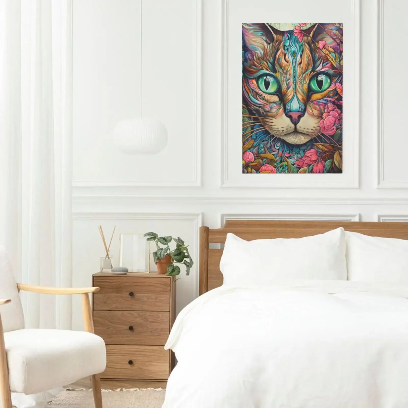 Floral Cats Unframed Canvas Print Poster Wall Art For Living Room Bedroom Home Decor And Gifts