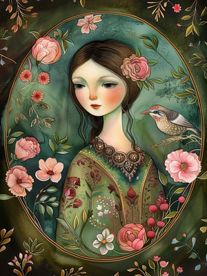 Unframed Canvas Floral Lady Art Print Poster Wall Art for Home Living Room Bedroom Decor & Perfect Present