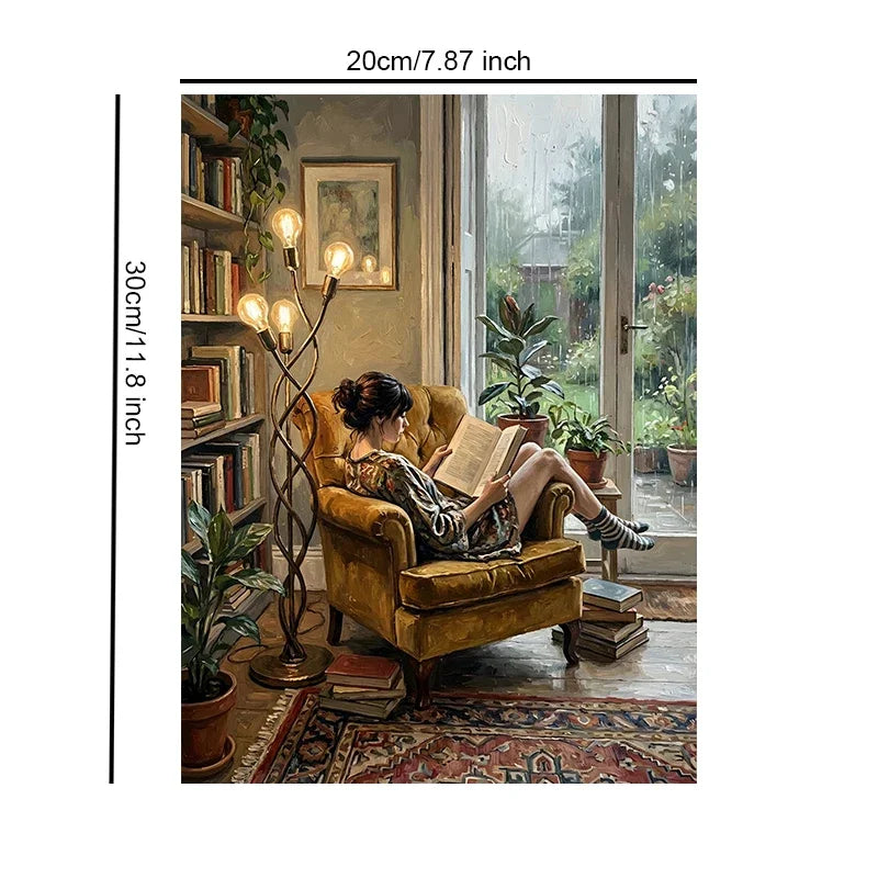 Vintage Reading Moment Scene Canvas Art Unframed Wall Poster Cozy Home Decoration for Bedroom Living Room & Perfect Gift