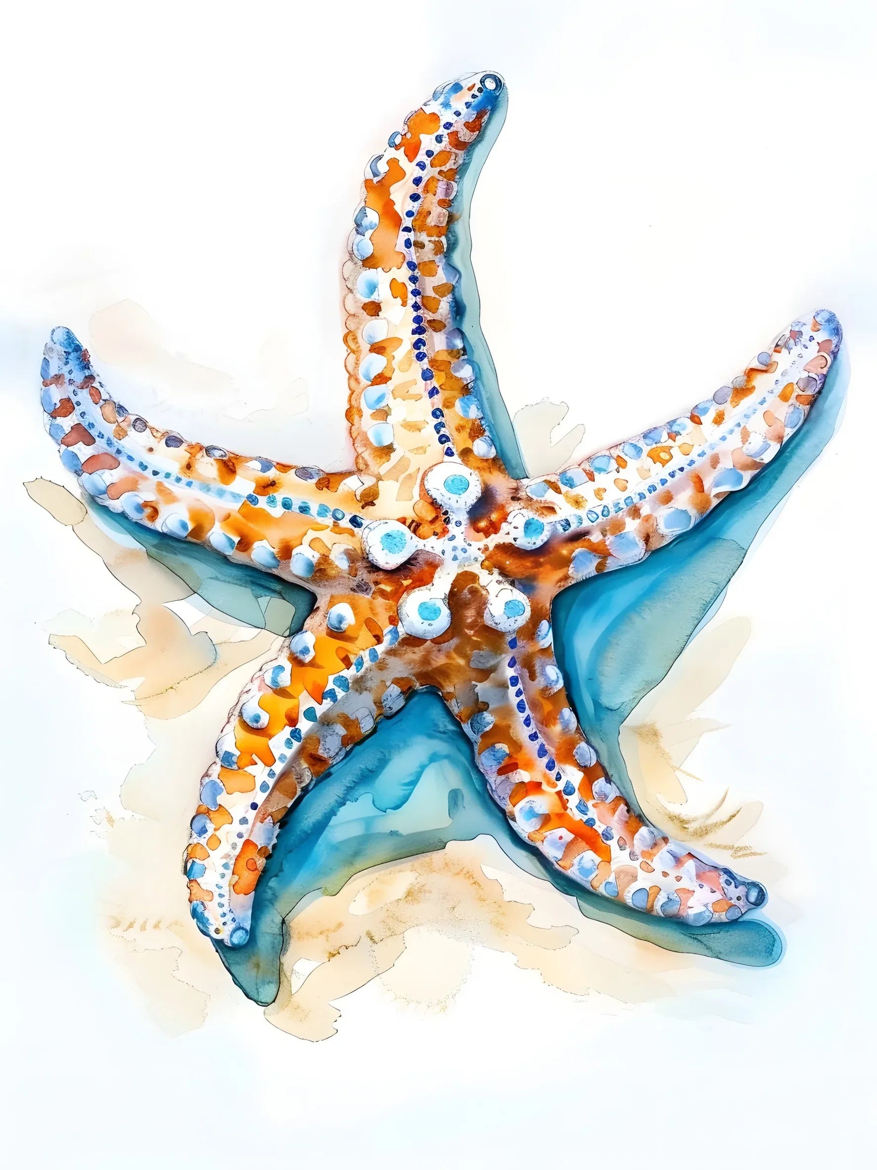 Watercolor Sea Animals Unframed Canvas Print Art Poster Modern Wall Decor for Living Room Bedroom Home Decoration & Ideal Gift