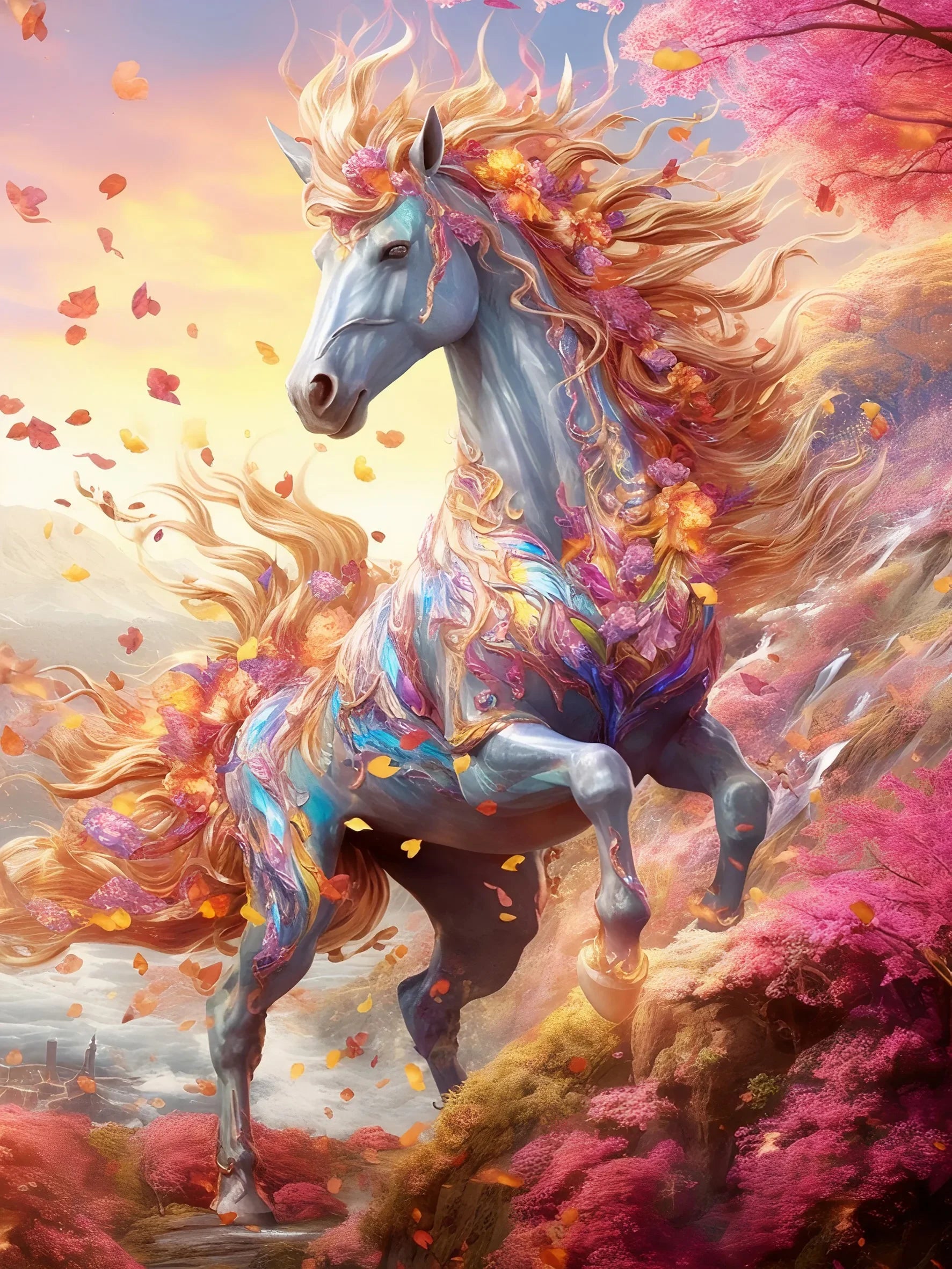 Unframed Canvas Wall Art Poster Print Fantasy Unicorns For Home Bedroom Living Room Decoration Gift Idea