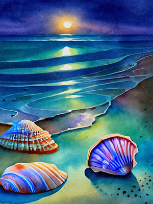 Seashell & Beach Unframed Canvas Art Print Wall Poster Home Decor for Living Room Bedroom & Fine Present