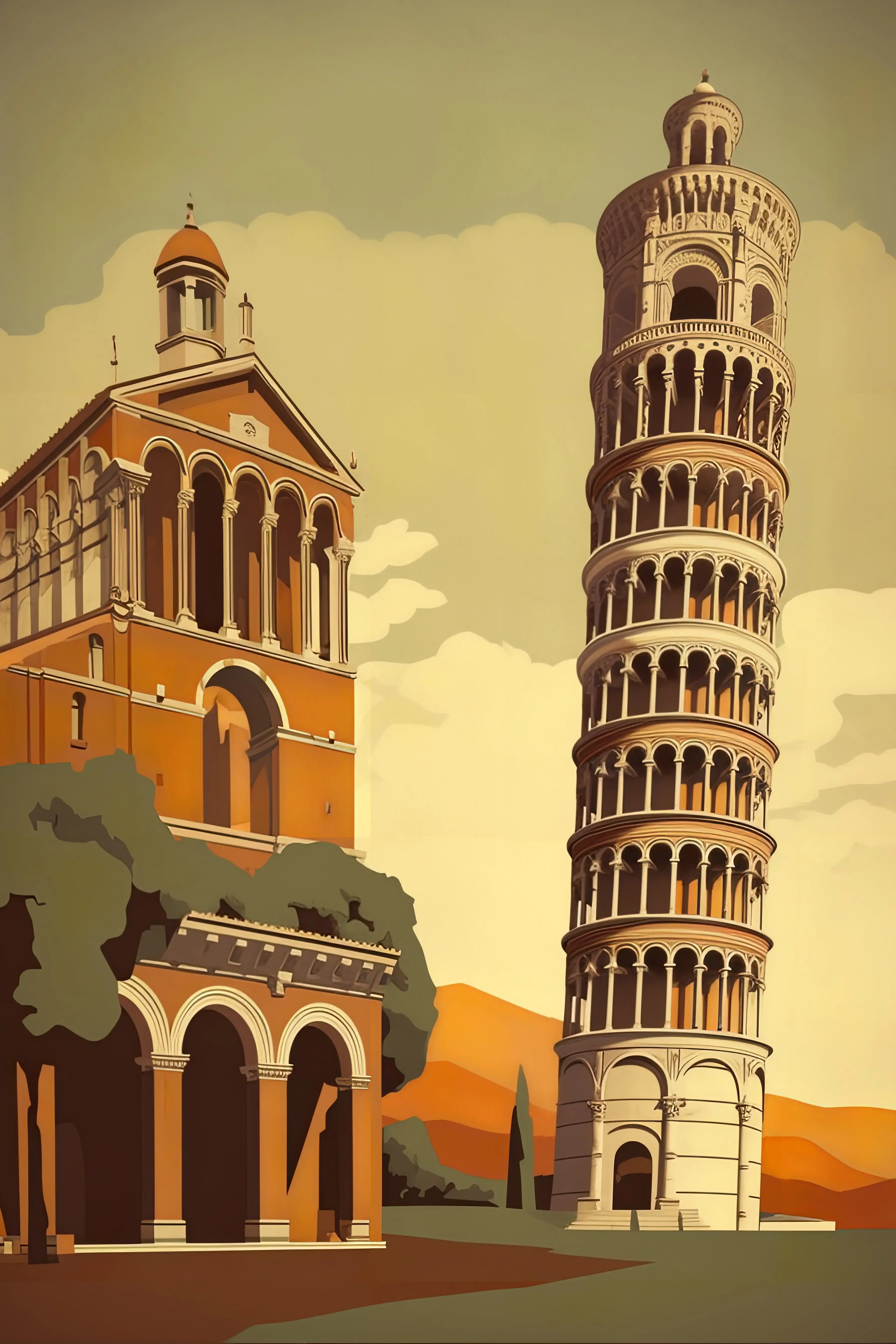 Unframed Canvas Vintage Italy Artwork Print Poster Wall Art for Home Living Room Bedroom Decor & Lovely Gift