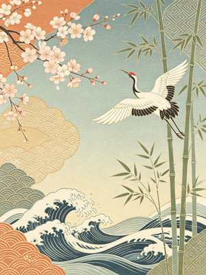 Japanese Retro Unframed Canvas Art Print Wall Poster Stylish Home Decor for Bedroom Living Room & Sweet Gift