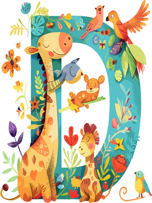 Wall Art Canvas Unframed Print Cute Animal Alphabet Poster For Home Living Room Bedroom Decoration Gifts