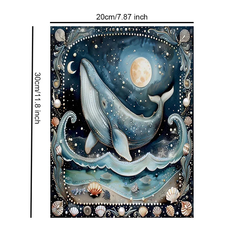 Unframed Canvas Magic Ocean Whales Print Art Poster Modern Wall Decor for Living Room Bedroom Home Decoration & Ideal Gift