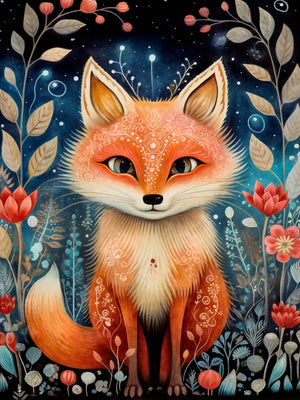 Retro Woodland Folk Unframed Canvas Print Wall Art Poster Home Decor for Living Room Bedroom Gifts