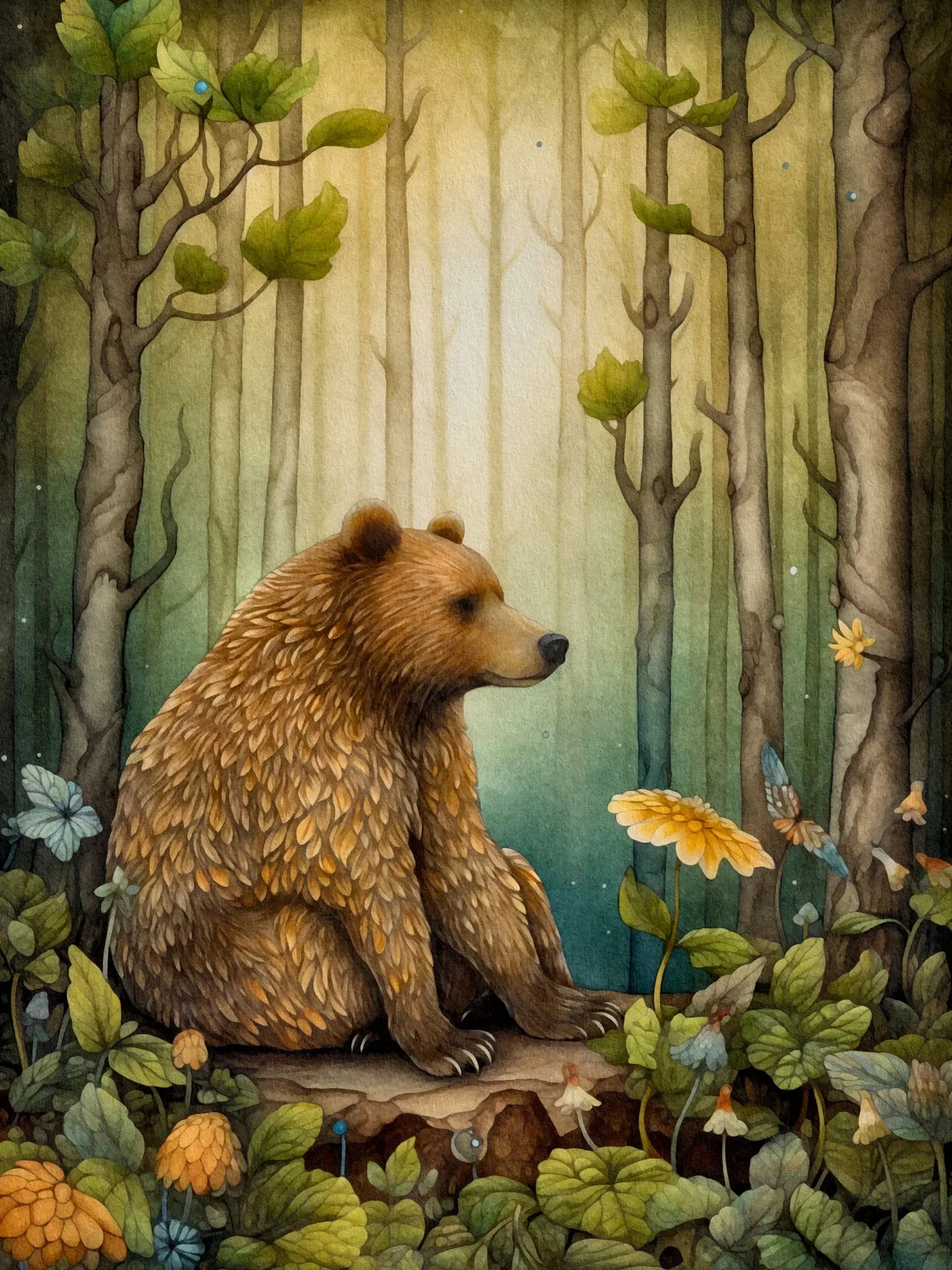 Unframed Canvas Print Wall Art Decor Retro Boho Forest Animal Poster For Living Room Bedroom Home Decoration
