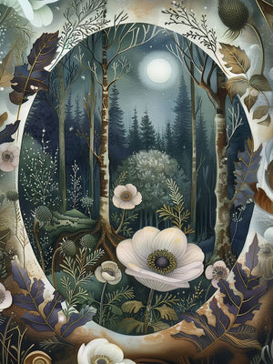 Forest Flowers Art Print Unframed Canvas Wall Poster Home Decoration for Living Room Bedroom & Nice Gift Idea