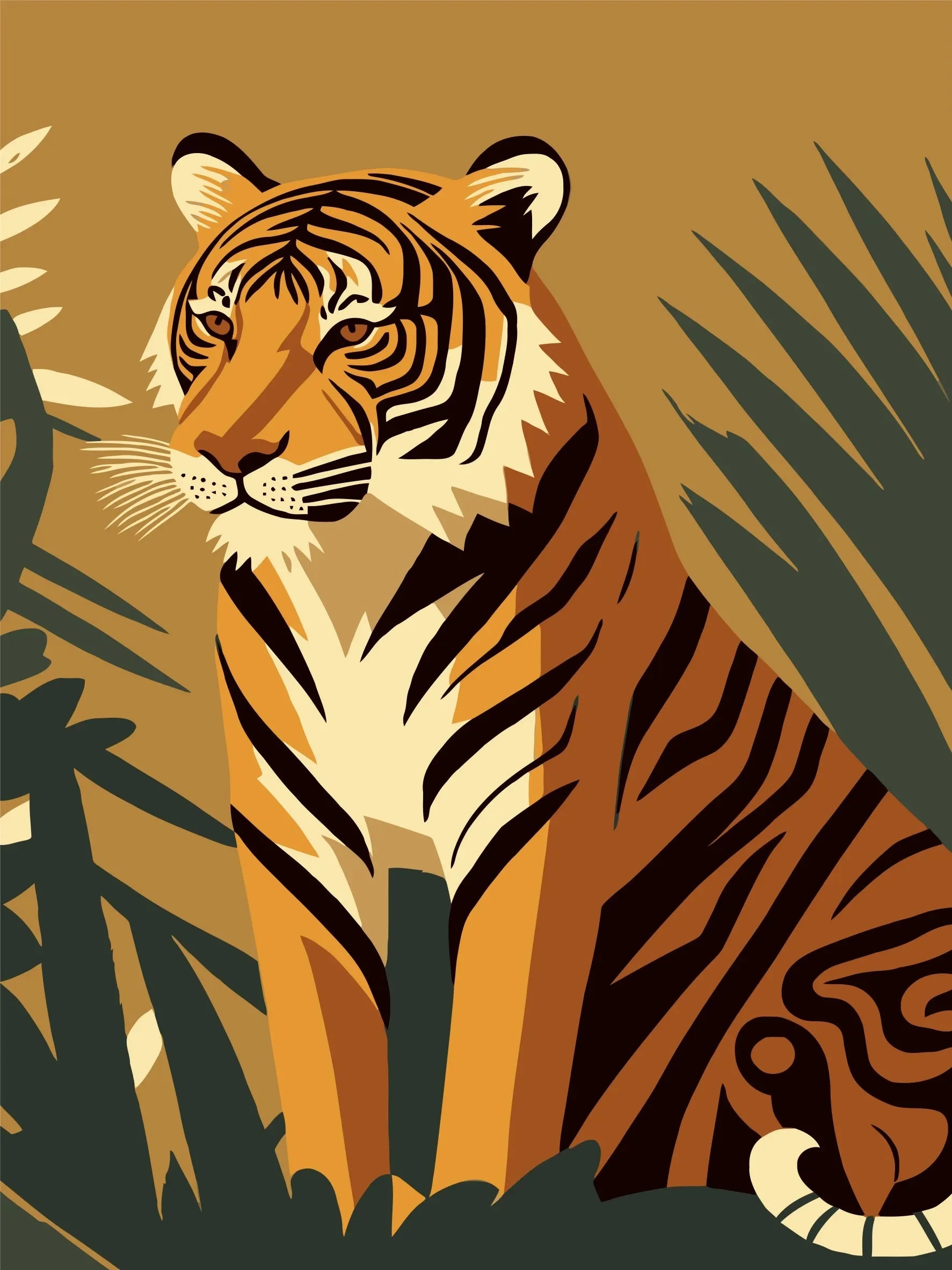 Canvas Art Tiger Illustration Art Print Unframed Wall Poster Home Decoration for Bedroom Living Room & Great Present