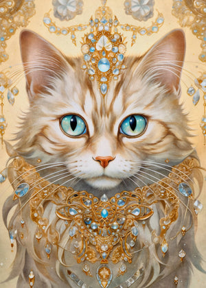 Bedroom Living Room Home Decor Unframed Canvas Cats and Crystals Wall Art Poster Print Special Gift