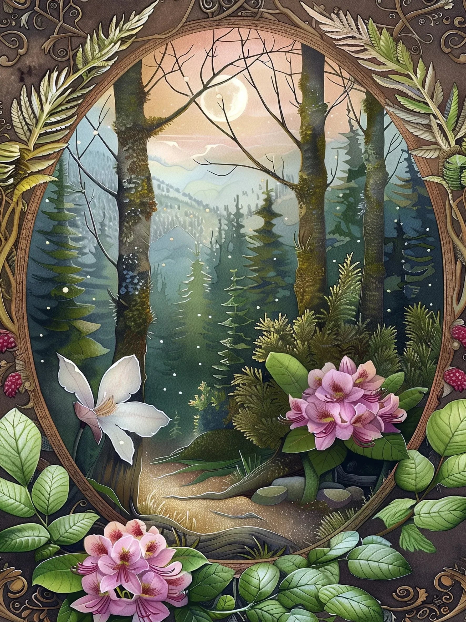Forest Flowers Art Print Unframed Canvas Wall Poster Home Decoration for Living Room Bedroom & Nice Gift Idea
