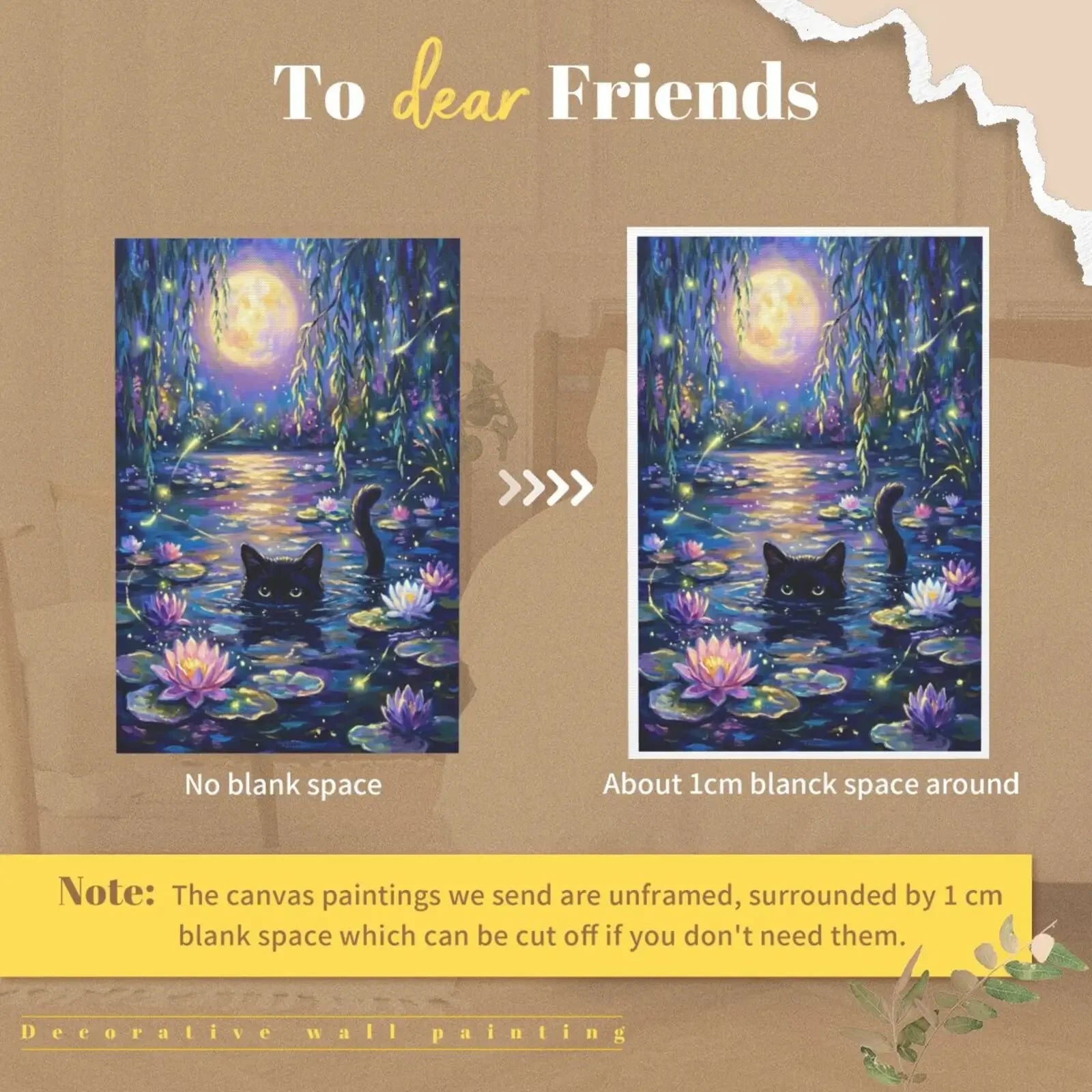 Serenity Feline Unframed Canvas Print Poster Art Wall Decoration for Living Room Bedroom & Special Present