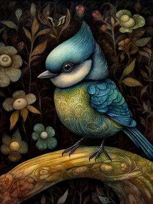 Dark Garden Birds Retro Style Unframed Canvas Print Wall Art Poster For Home Living Room Bedroom Decor Gifts