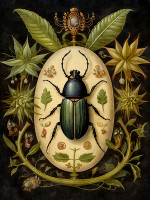 Botanical Beetles Retro Landscape Unframed Canvas Wall Art Poster Print For Home Living Room Bedroom Decor