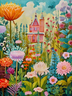 Unframed Canvas Whimsical Gardens Art Print Poster Fashion Wall Decor for Living Room Bedroom Home Decoration & Gift Choice