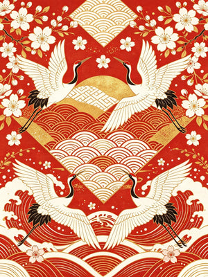Japanese Retro Unframed Canvas Art Print Wall Poster Stylish Home Decor for Bedroom Living Room & Sweet Gift