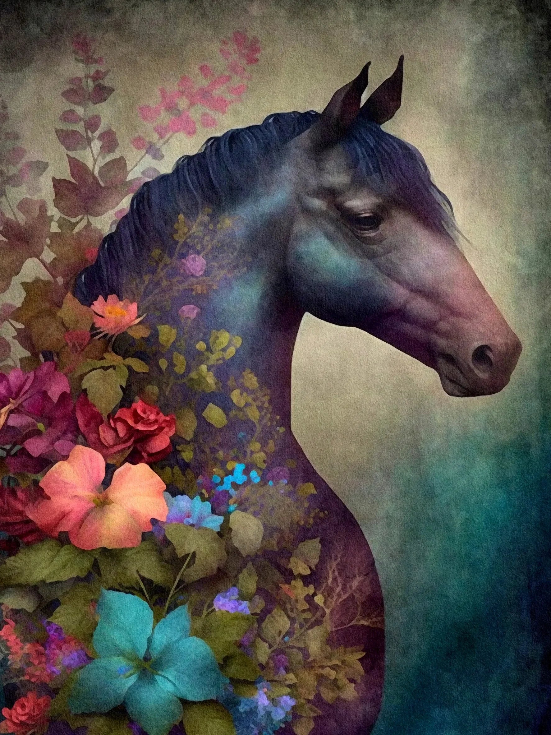 Horses & Unicorn Artwork Unframed Canvas Print Poster Modern Wall Decoration for Living Room Bedroom & Nice Gift