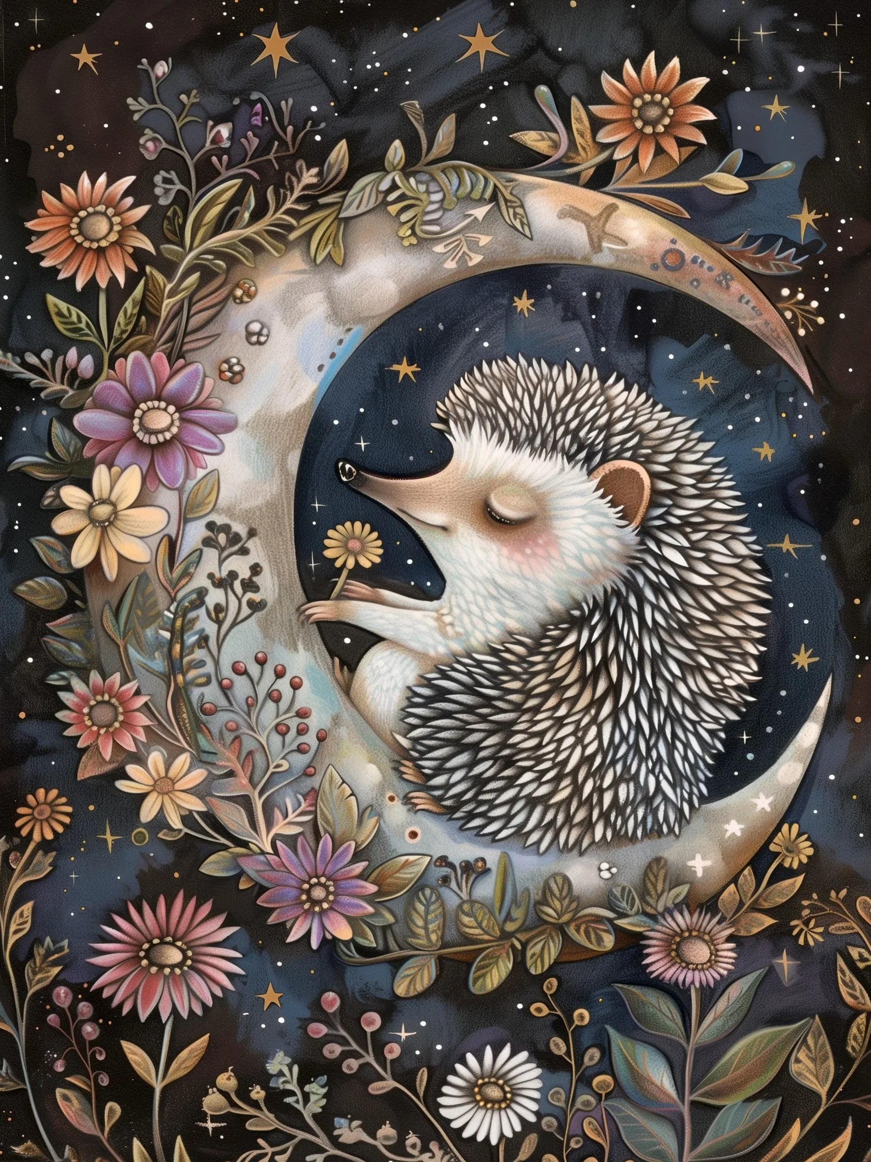 Moon Animals Unframed Canvas Art Poster Chic Wall Decor for Home Living Room Bedroom & Perfect Present