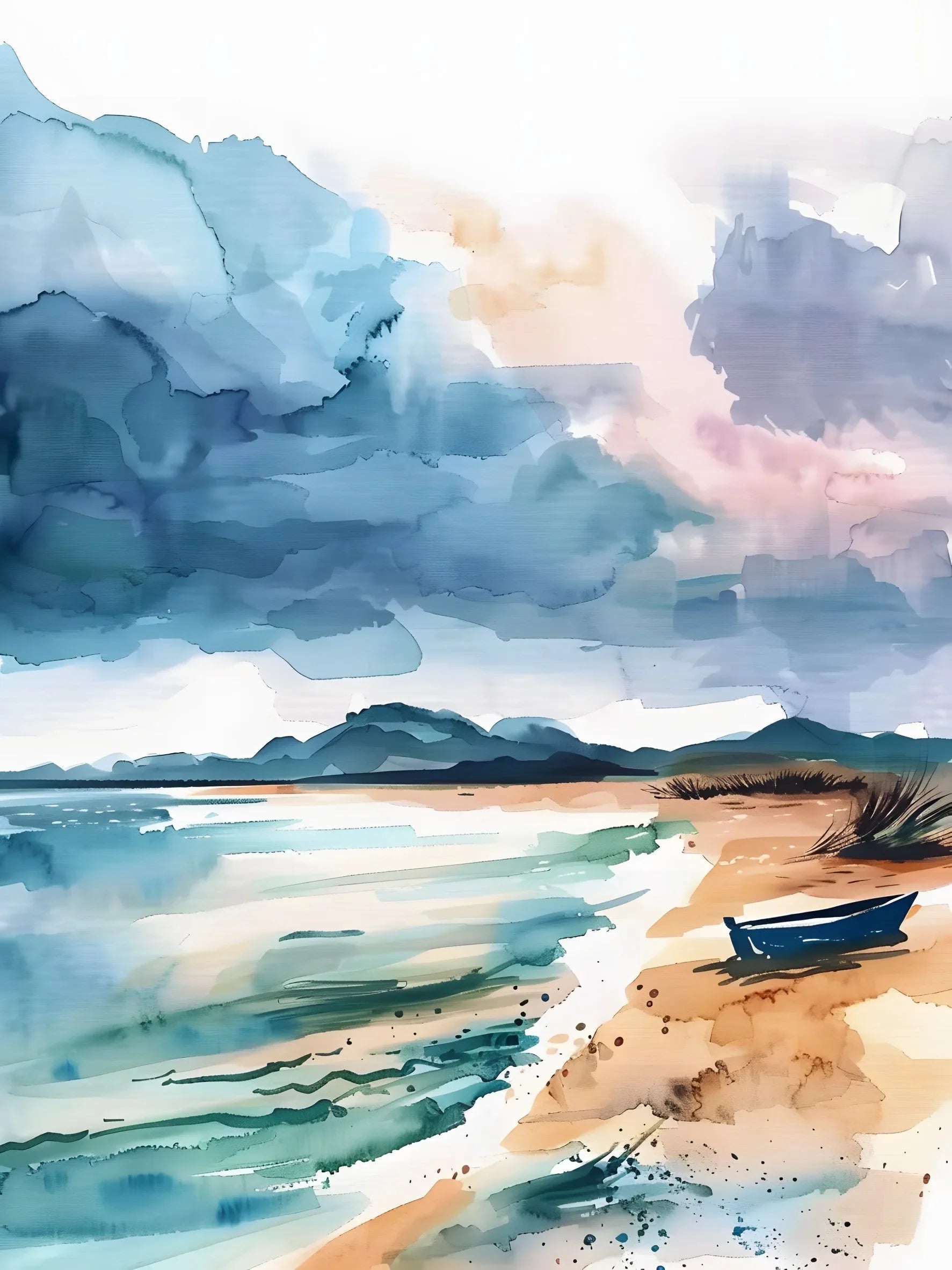 Wall Art Canvas Poster Print Unframed Abstract Watercolor Landscape For Home Living Room Bedroom Decor Gift Idea