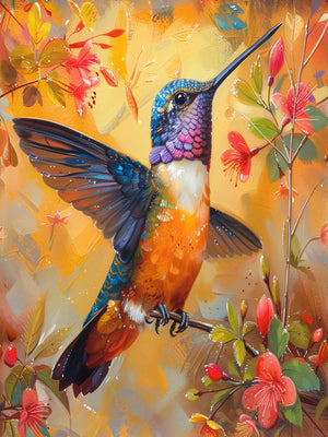 Spring Hummingbird Unframed Canvas Wall Art Print Poster Stylish Decoration for Living Room Bedroom Home & Lovely Present