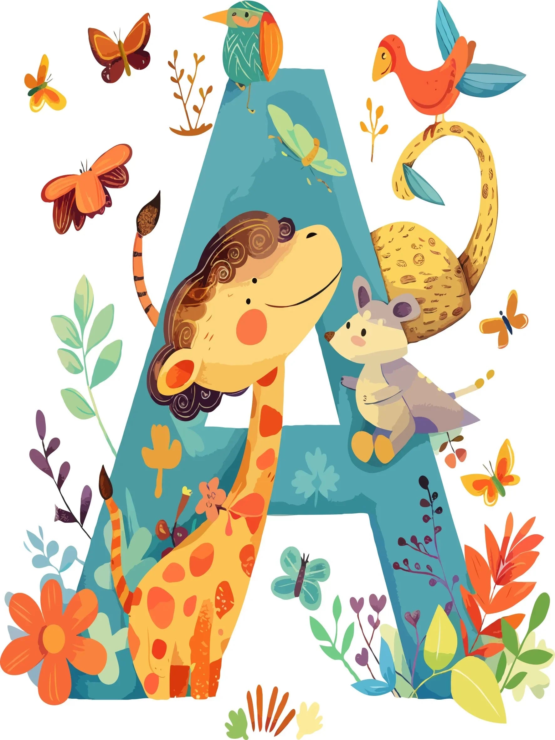 Wall Art Canvas Unframed Print Cute Animal Alphabet Poster For Home Living Room Bedroom Decoration Gifts