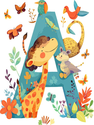 Wall Art Canvas Unframed Print Cute Animal Alphabet Poster For Home Living Room Bedroom Decoration Gifts