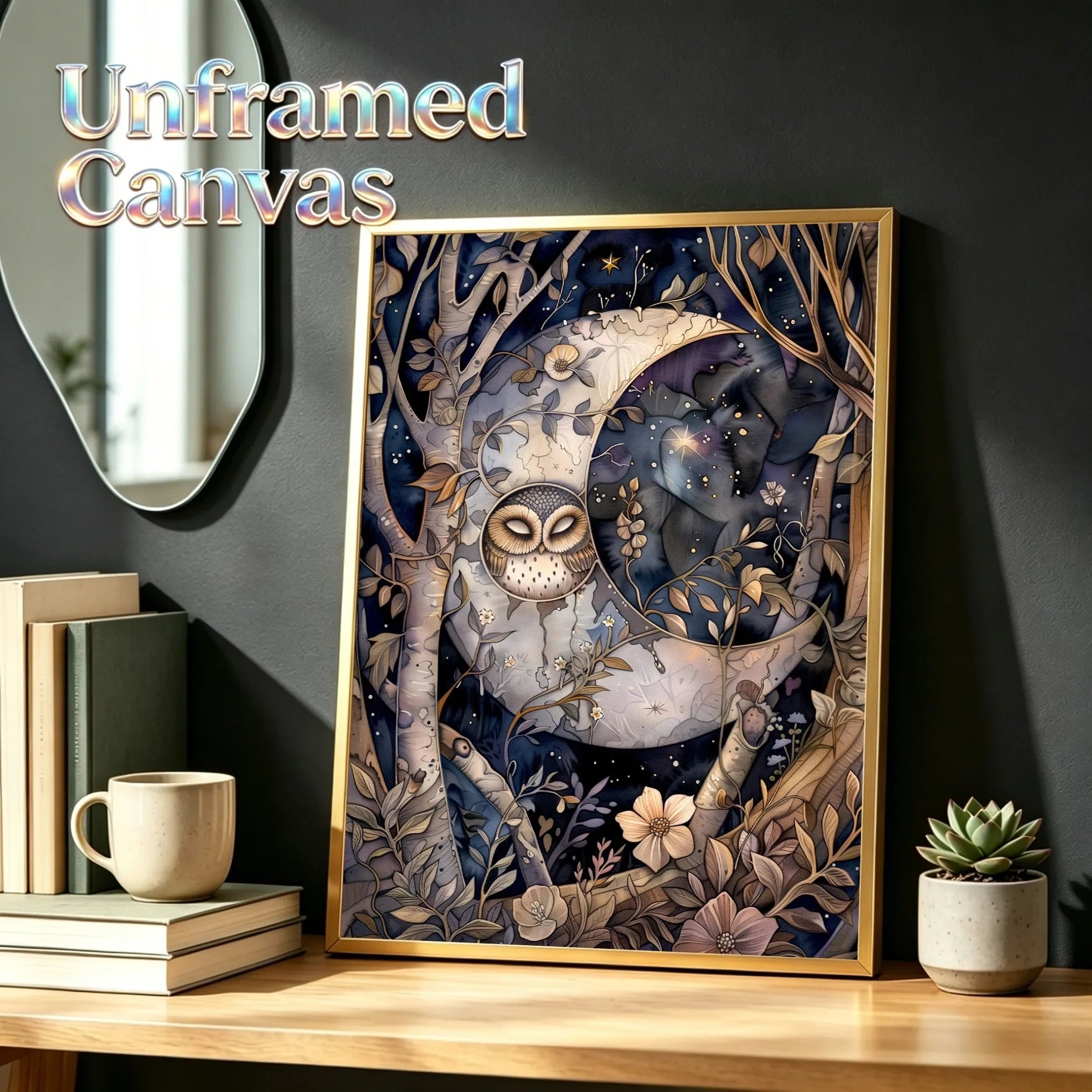 Moon Animals Unframed Canvas Art Poster Chic Wall Decor for Home Living Room Bedroom & Perfect Present