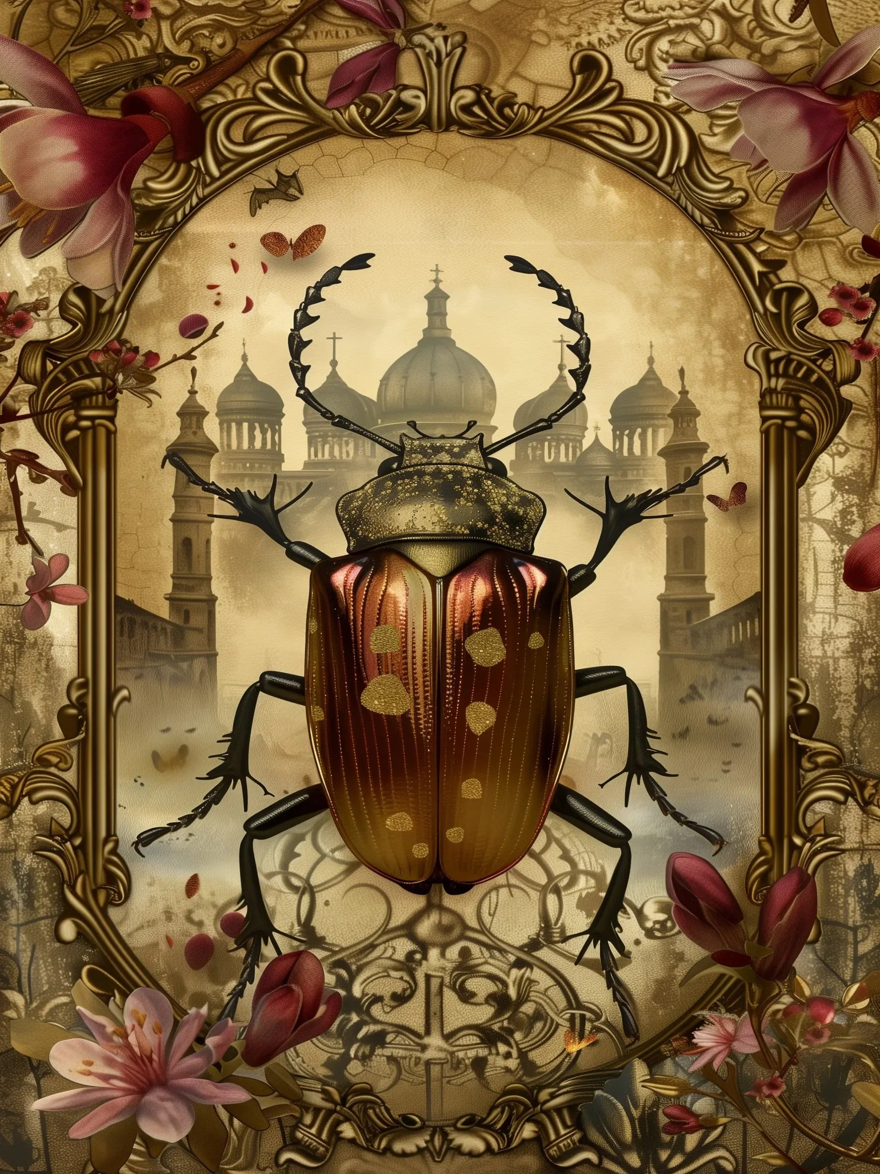 Gothic Beetle Wall Art Unframed Canvas Print Poster Fashion Home Decor for Bedroom Living Room & Special Present