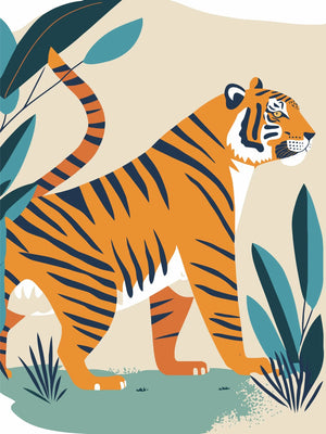 Canvas Art Tiger Illustration Art Print Unframed Wall Poster Home Decoration for Bedroom Living Room & Great Present