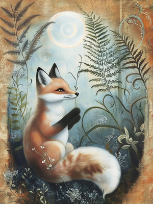 Fox & Fern Unframed Canvas Art Print Poster Warm Wall Decor for Living Room Bedroom & Beautiful Present