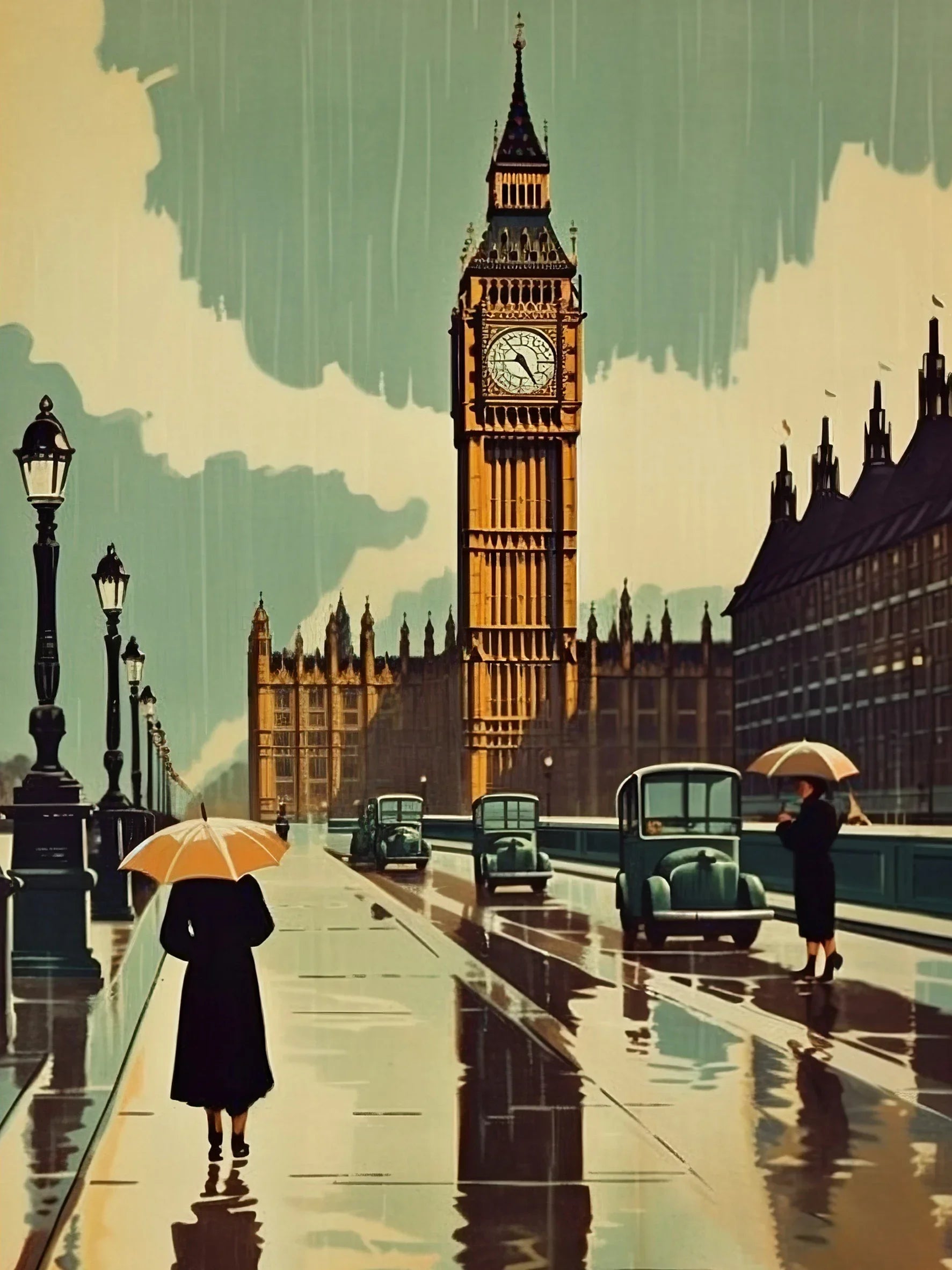 Canvas Art Unframed Vintage Travel Britain Wall Poster Chic Home Decoration for Living Room Bedroom & Perfect Present