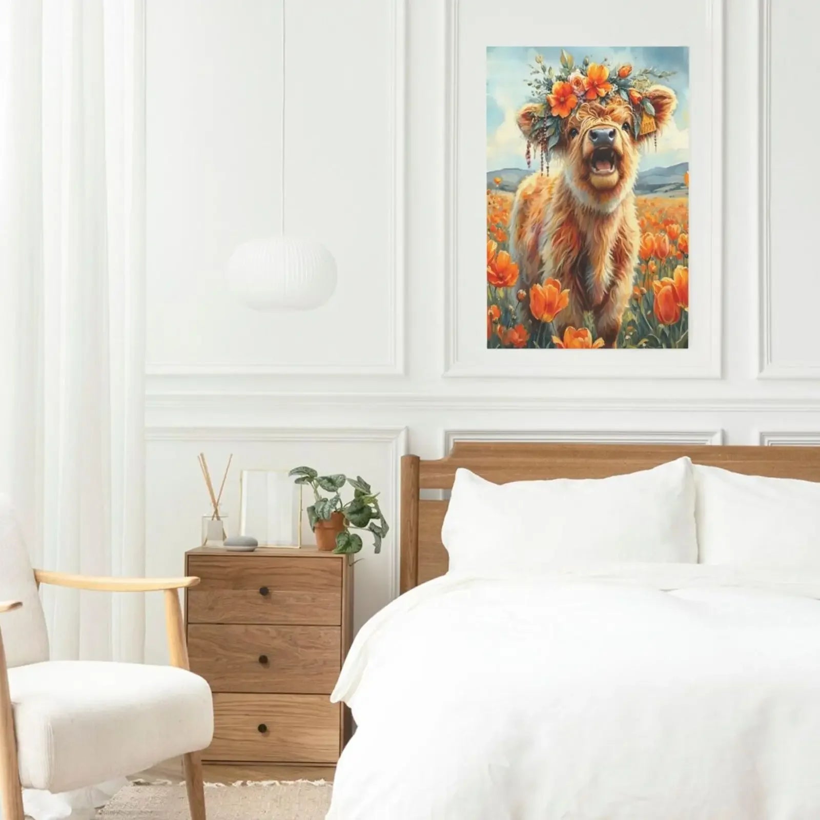 Cute Mountain Cattle Unframed Canvas Wall Art Poster Print For Home Living Room Bedroom Decor Gift