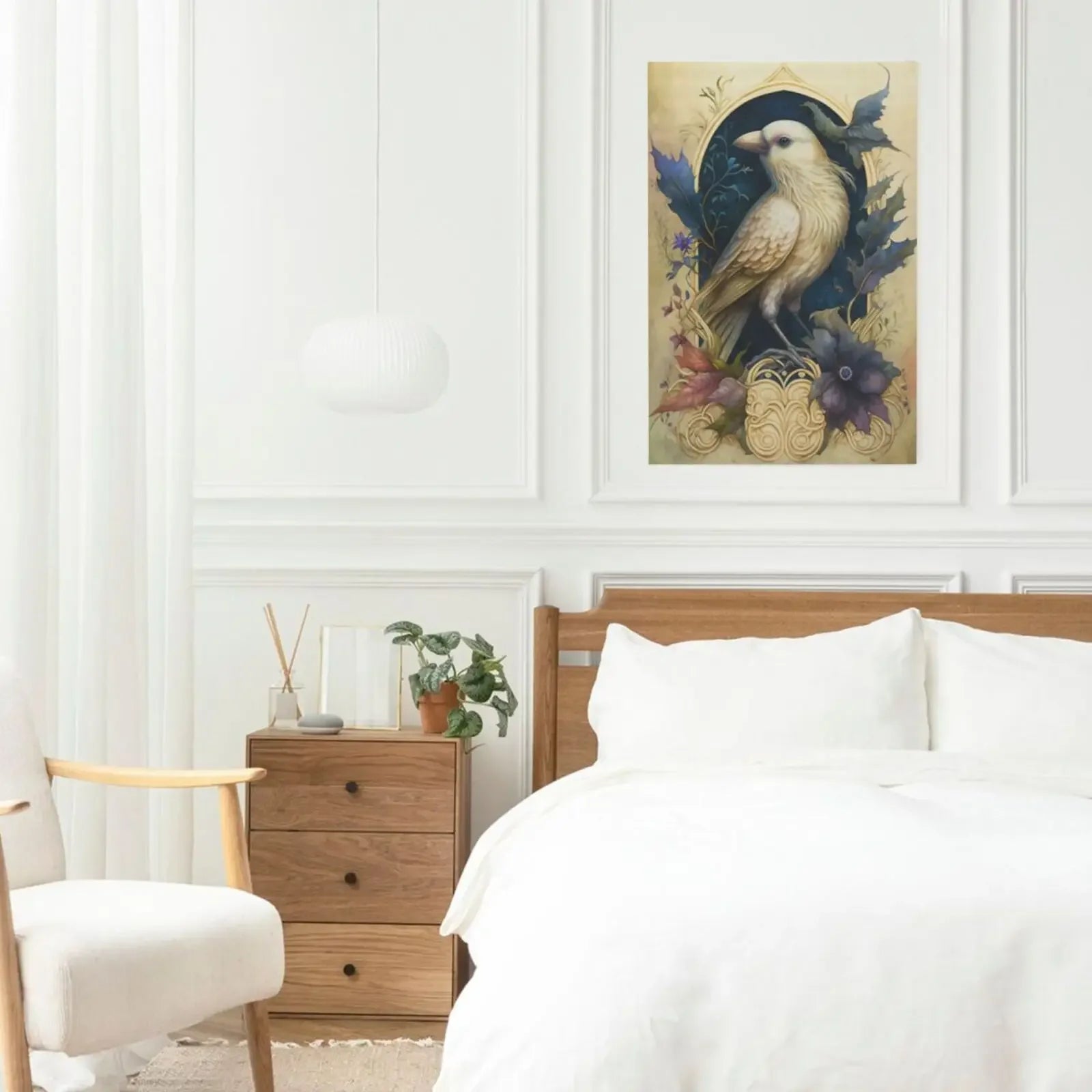 White Animals Unframed Canvas Wall Art Print Poster Home Decoration for Living Room Bedroom and Ideal Gift for Friends Family