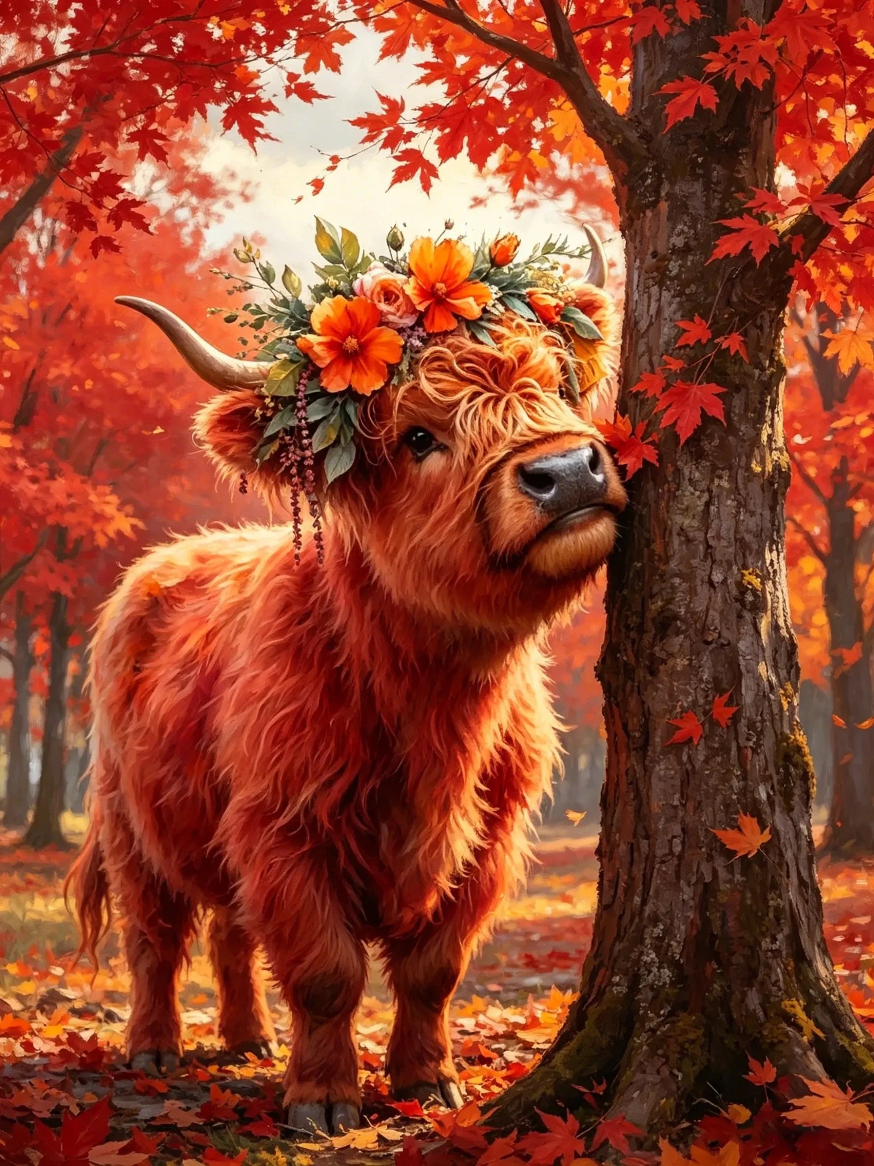 Cute Mountain Cattle Unframed Canvas Wall Art Poster Print For Home Living Room Bedroom Decor Gift