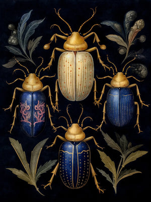 Botanical Beetles Retro Landscape Unframed Canvas Wall Art Poster Print For Home Living Room Bedroom Decor