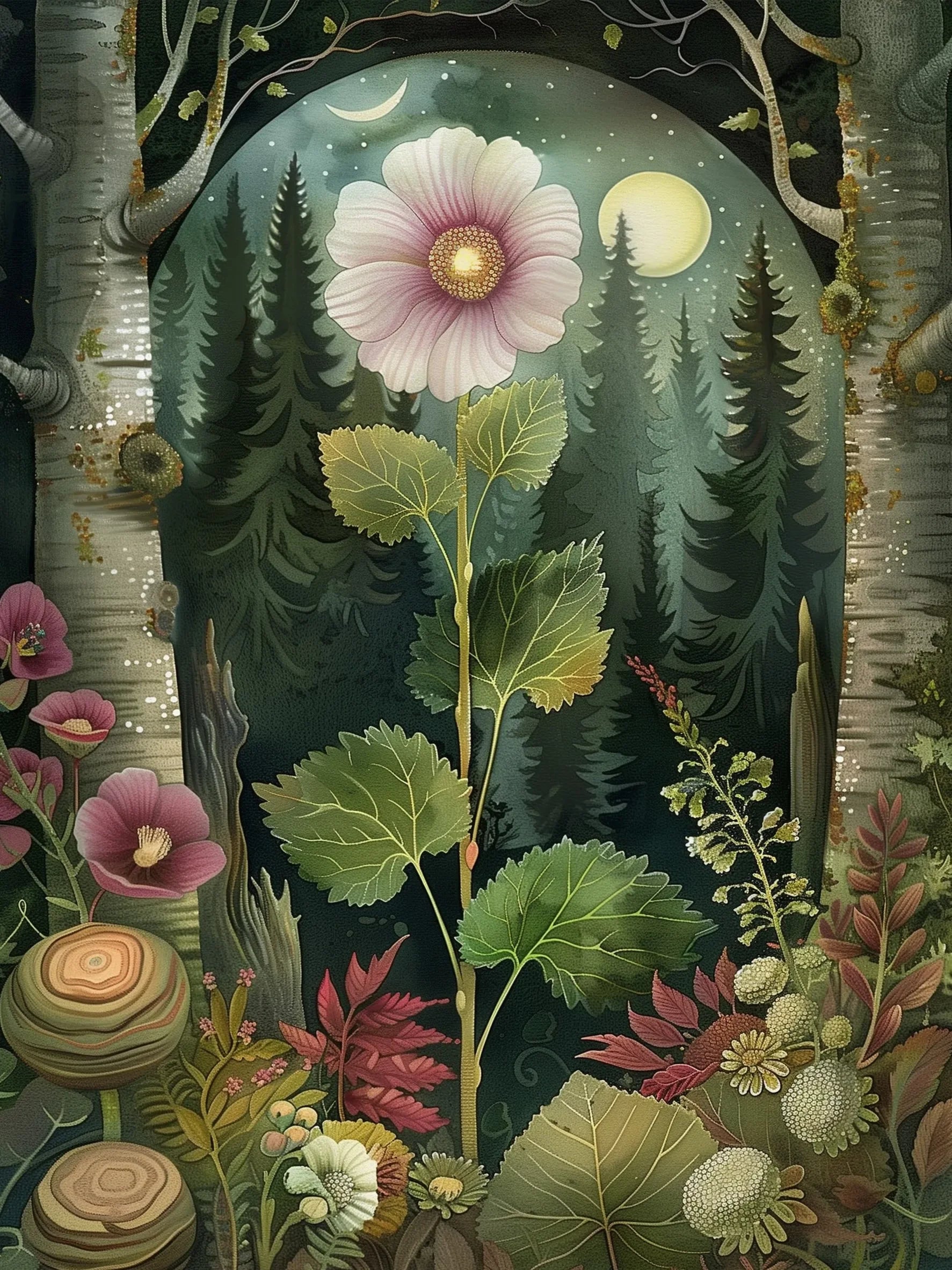 Forest Flowers Art Print Unframed Canvas Wall Poster Home Decoration for Living Room Bedroom & Nice Gift Idea