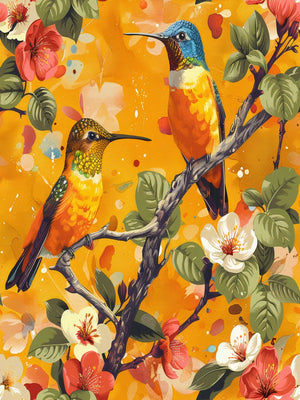 Spring Hummingbird Unframed Canvas Wall Art Print Poster Stylish Decoration for Living Room Bedroom Home & Lovely Present