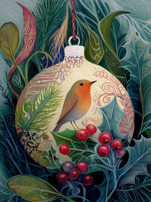 Animals in Christmas Baubles Canvas Unframed Wall Art Print Poster For Living Room Bedroom Home Decor Nice Gifts