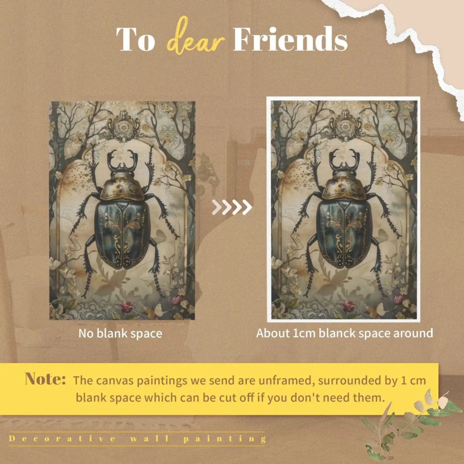Gothic Beetle Wall Art Unframed Canvas Print Poster Fashion Home Decor for Bedroom Living Room & Special Present
