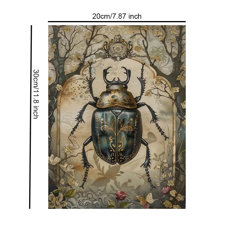 Gothic Beetle Wall Art Unframed Canvas Print Poster Fashion Home Decor for Bedroom Living Room & Special Present